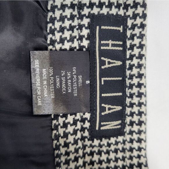 VINTAGE 90s skirt black houndstooth academia pleated with pockets 8 - Picture 6 of 8